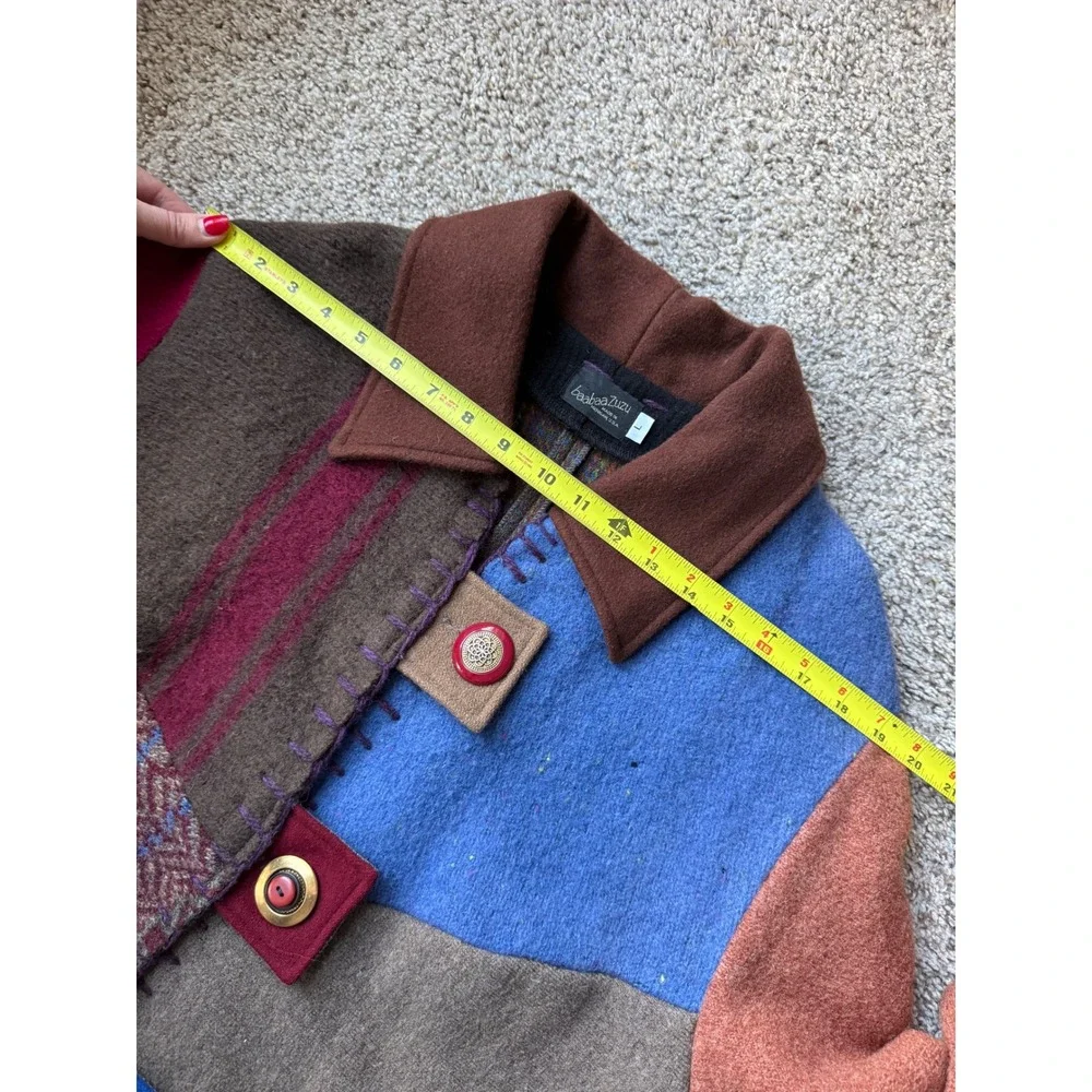 Baabaazuzu Vtg Wool Patchwork Jacket Boho Art to Wear sz L eclectic Whimsygoth - Picture 7 of 12
